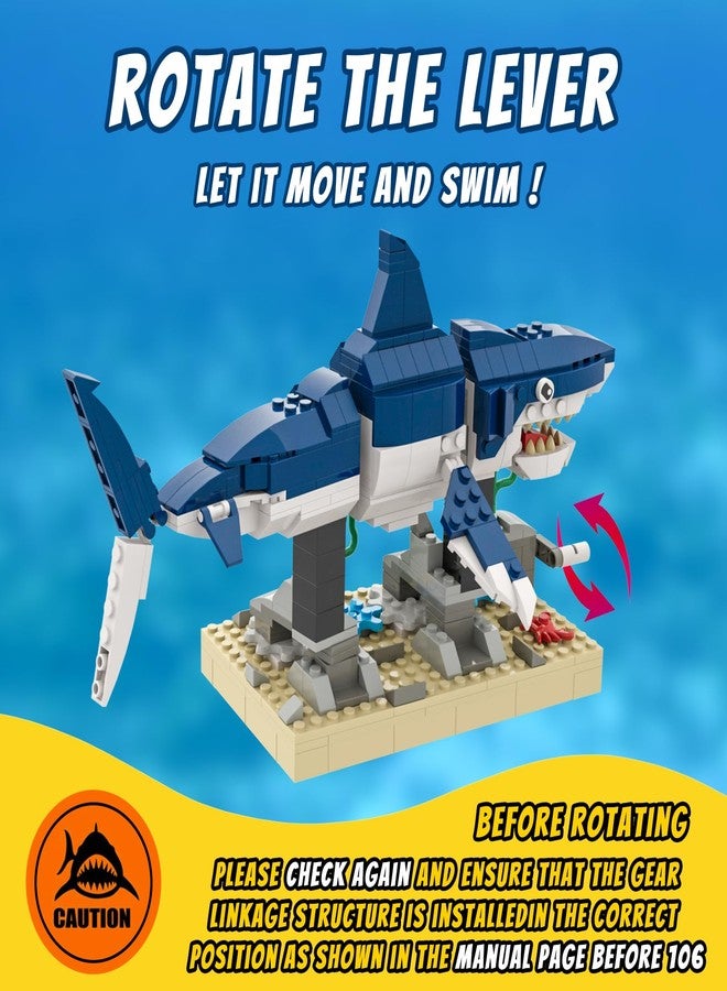 TNDCKP Shark Building Block Set with Rotating Display Stand, Swimming Ocean Animal Model, Compatible with Lego 630 Accessory, Creative Home Decor, Easter, Birthday Gift for Adults, Teens, Kids, 4+, 369Pcs - Image 2